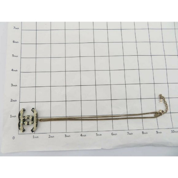 AUTH CHANEL CC LOGO STRIPED PENDANT NECKLACE - Picture 7 of 11